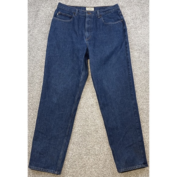 L.L.Bean Jeans Men 36x34 Relaxed Fit Dark Blue Denim Cotton Casual - Picture 2 of 14